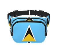 Sac banane carré double couche drapeau de Sainte-Lucie avec sangle réglable pour voyage, entraînement, course à pied, imprimé