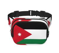 Sac banane carré double couche drapeau jordanien avec sangle réglable pour activités de plein air, noir, taille unique, Noir , Taille unique