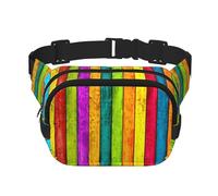Sac banane carré double couche en bois coloré avec impression intégrale, tissu sergé durable, sac banane multi-poches pour sports de plein air voyage