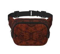 Sac banane carré double couche en bois rouge avec impression intégrale, tissu sergé durable, sac banane multi-poches pour sports de plein air voyage