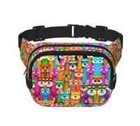 Sac banane carré double couche imprimé chiens schnauzer huile mignon hommes et femmes sac banane entraînement sac banane voyage, noir, One Size