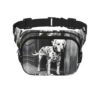 Sac banane carré double couche imprimé Dalmatien pour homme et femme, noir, One Size