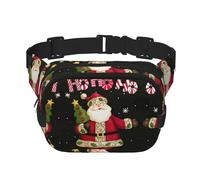 Sac banane carré double couche imprimé Merry Christmas pour homme et femme, noir, One Size