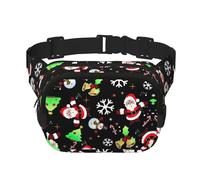 Sac banane carré double couche imprimé Merry Christmas pour homme et femme, noir, One Size