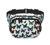 Sac banane carré double couche imprimé papillon et violoncelle pour homme et femme, noir, One Size