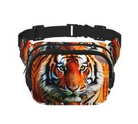 Sac banane carré double couche imprimé rayures orange tigre pour hommes et femmes Sac banane de voyage, noir, One Size