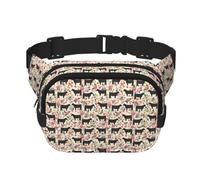 Sac banane carré double couche imprimé vache fleur rose spectacle de bouée hommes femmes quotidien sports de plein air course voyage