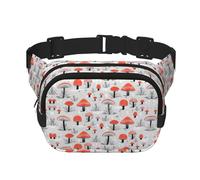 Sac banane carré double couche motif champignons de dessin animé avec sangle réglable, course à pied, voyage, randonnée, Noir , Taille unique