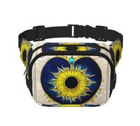 Sac banane carré double couche motif cœur soleil dessin animé - Sac banane unisexe partout pour la course, les voyages, la randonnée, le fitness, noir, taille unique, Noir/blanc, One Size
