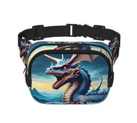 Sac banane carré double couche motif dragon rugissant - Sac banane unisexe partout pour la course, les voyages, la randonnée, le fitness, noir, One Size