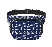 Sac banane carré double couche motif requin avec différents gestes imprimés pour hommes et femmes, noir, One Size