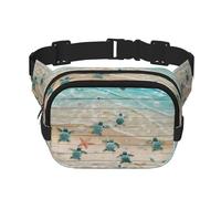 Sac banane carré double couche motif tortue de mer et étoile de mer - Sac banane unisexe partout pour la course, les voyages, la randonnée, le fitness, noir, taille unique, Noir/blanc, One Size