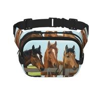 Sac banane carré double couche pour cheval - Sac banane unisexe partout avec sangle réglable, course à pied, voyage, noir, taille unique
