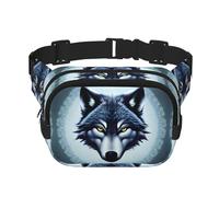 Sac banane carré double couche pour homme et femme, imprimé tête de loup féroce, sac banane léger, pour course à pied et randonnée