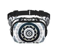 Sac banane carré double couche pour homme et femme, imprimé totem rond noir et blanc, sac banane léger, pour course à pied et randonnée