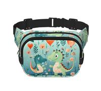 Sac banane carré double couche pour homme et femme, joli petit dinosaure imprimé bébé, sac banane léger, pour course à pied et randonnée
