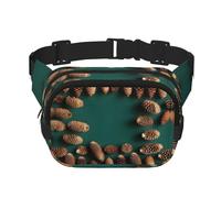 Sac banane carré double couche - Sac à bandoulière/sangle de poitrine réglable, pour voyage, entraînement, course à pied, bordure en pin imprimé