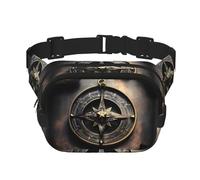 Sac banane carré double couche - Sac à bandoulière/sangle de poitrine réglable, pour voyage, entraînement, course à pied, motif magique de runes nordiques, boussole