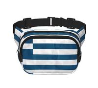 Sac banane carré double couche - Sac à bandoulière/sangle de poitrine réglable, pour voyage, entraînement, course à pied, imprimé drapeau grec