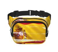 Sac banane carré double couche - Sac à bandoulière/sangle de poitrine réglable, pour voyage, entraînement, course à pied, imprimé drapeau espagnol