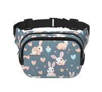 Sac banane carré double couche - Sac à bandoulière/sangle de poitrine réglable, pour voyage, entraînement, course à pied, imprimé lapin mignon
