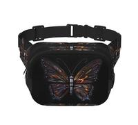 Sac banane carré double couche - Sac à bandoulière/sangle de poitrine réglable, pour voyage, entraînement, course à pied, imprimé papillon mystérieux