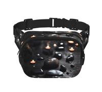 Sac banane carré double couche - Sac à bandoulière/sangle de poitrine réglable, pour voyage, entraînement, course à pied, imprimé cœur mystérieux noir, taille unique