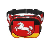 Sac banane carré double épaisseur avec bandoulière réglable - Idéal pour les sports de plein air, Drapeau de Basse-Saxe, One Size