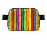 Sac banane carré en bois coloré avec impression, tissu sergé résistant à l'eau, sac de poitrine ou sac ceinture, sangle réglable 65-120 cm pour homme et femme