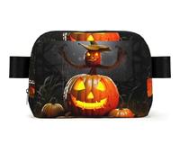 Sac banane carré en forme de citrouille d'Halloween avec imprimé, tissu sergé résistant à l'eau, sac de poitrine ou sac ceinture, sangle réglable 65-120 cm pour homme et femme