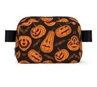 Sac banane carré en forme de citrouille d'Halloween avec imprimé, tissu sergé résistant à l'eau, sac de poitrine ou sac ceinture, sangle réglable 65-120 cm pour homme et femme