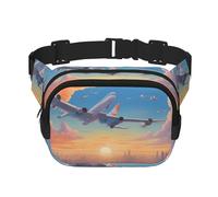 Sac banane carré - Impression unique et magnifique avion, grande capacité, réglable, pour voyage et sport de plein air