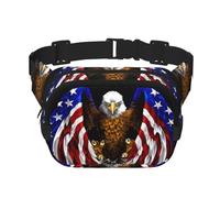 Sac banane carré - Imprimé aigle patriotique - Grande capacité - Réglable - Pour voyage et sport de plein air