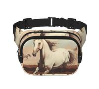 Sac banane carré - Imprimé cheval blanc cabré unique, grande capacité, réglable, pour voyage et sport de plein air