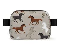 Sac banane carré imprimé cheval mignon mode unisexe pack voyage gym randonnée réglable imperméable