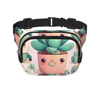 Sac banane carré - Imprimé de plantes succulentes uniques - Grande capacité - Réglable - Pour les voyages et les sports de plein air