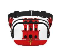 Sac banane carré - Imprimé drapeau de Gibraltar unique et élégant, léger et respirant