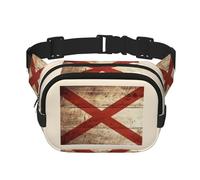 Sac banane carré imprimé drapeau de l'État de l'Alabama sur vieux grain de bois imprimé carte postale sac banane entraînement randonnée course voyage gym jolie fermeture éclair tendance, Noir , Taille