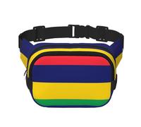 Sac banane carré - Imprimé drapeau de l'île Maurice - Grande capacité - Réglable - Pour voyage et sport de plein air