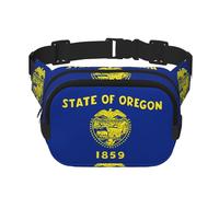 Sac banane carré - Imprimé drapeau de l'Oregon - Grande capacité - Réglable - Pour voyage et sport de plein air