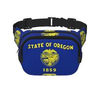 Sac banane carré imprimé drapeau de l'Oregon - Sac banane pour entraînement, randonnée, course à pied, voyage, gym, jolie fermeture éclair tendance, Noir , Taille unique