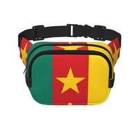Sac banane carré - Imprimé drapeau du Cameroun unique - Grande capacité - Réglable - Pour voyage et sport de plein air