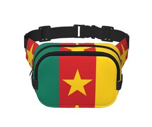 Sac banane carré - Imprimé drapeau du Cameroun unique - Grande capacité - Réglable - Pour voyage et sport de plein air