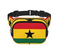 Sac banane carré - Imprimé drapeau du Ghana - Grande capacité - Réglable - Pour voyage et sport de plein air