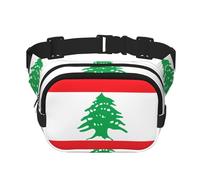 Sac banane carré - Imprimé drapeau du Liban unique - Grande capacité - Réglable - Pour voyage et sport en plein air