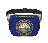 Sac banane carré imprimé drapeau du New Hampshire - Sac banane pour entraînement, randonnée, course à pied, voyage, gym - Jolie fermeture éclair tendance, Noir , Taille unique