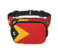 Sac banane carré - Imprimé drapeau du Timor-Leste - Grande capacité - Réglable - Pour voyage et sport de plein air