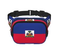 Sac banane carré - Imprimé drapeau haïtien unique - Grande capacité - Réglable - Pour voyage et sport de plein air