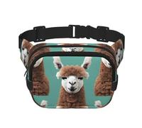 Sac banane carré imprimé lama alpaga sac banane pour entraînement, randonnée, course à pied, voyage, gym, jolie fermeture éclair tendance