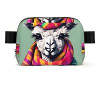 Sac banane carré imprimé lama dans une écharpe, sac banane multi-poches avec sangle réglable